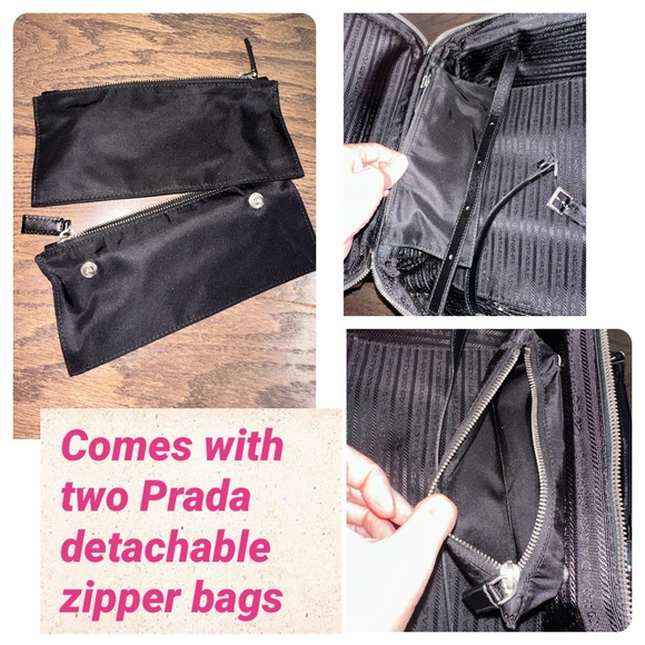 💯 PRADA Logo Black Nylon Carry On Suitcase w/ auth card - Picture 8 of 14